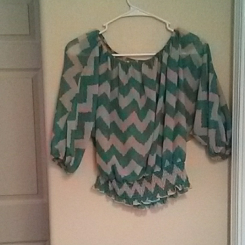 Crop top teal and tan sz small